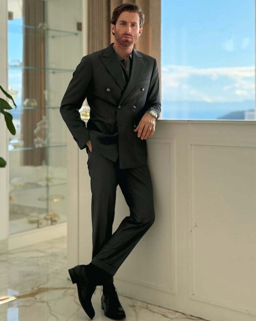 charcoal double breasted suit with black shirt 2024 12 17 11 52 00